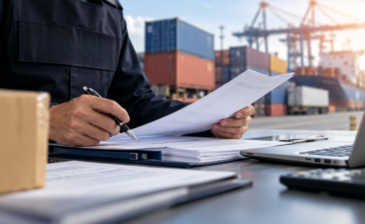 nspección de Aduanas y revisión de documentación de importación y exportación en una empresa.